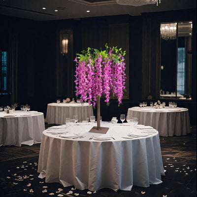 Lavender Lilac Artificial Wisteria Tree â€“ 4ft Cascading Silk Flowers with Natural Trunk for Weddings, Receptions & Event Centerpieces