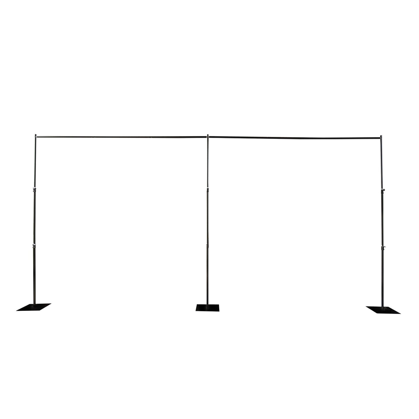 Black Heavy Duty Metal Backdrop Stand â€“ 10ft x 20ft Pipe & Drape Adjustable Photography Background Stand with 3 Flat Steel Bases