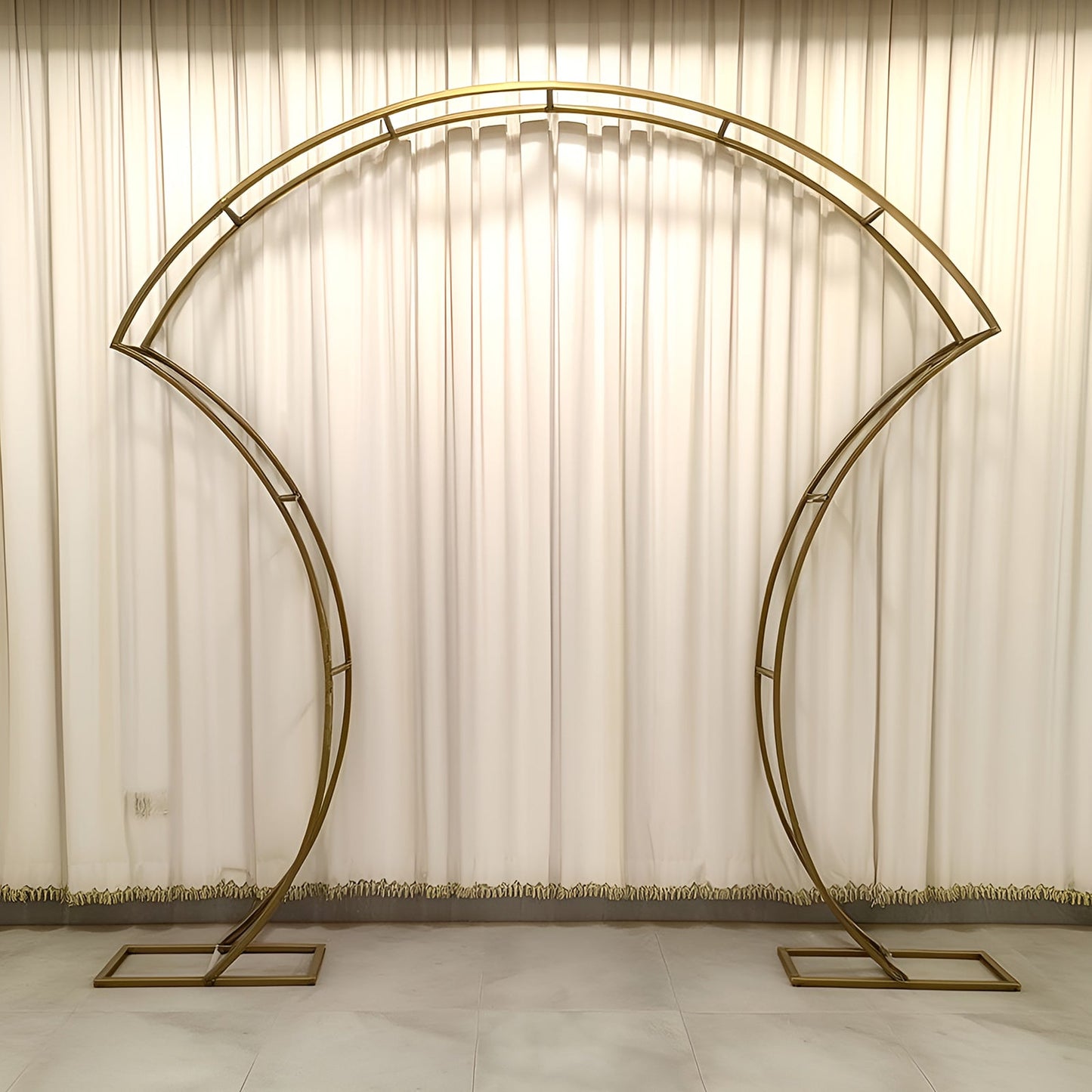7ft Gold Double-Curved Metal Arch Frame â€“ Backdrop, Balloon & Flower Arrangement Display Stand