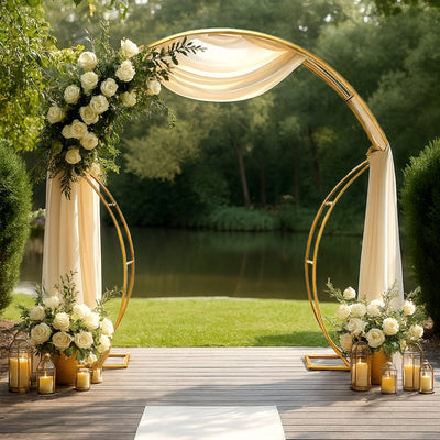 7ft Gold Double-Curved Metal Arch Frame â€“ Backdrop, Balloon & Flower Arrangement Display Stand