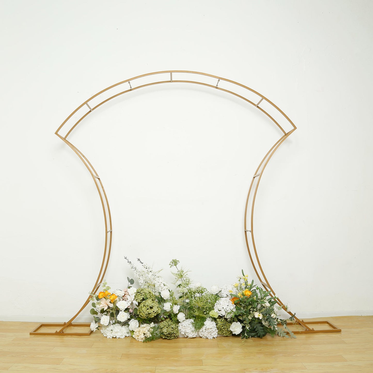 7ft Gold Double-Curved Metal Arch Frame â€“ Backdrop, Balloon & Flower Arrangement Display Stand