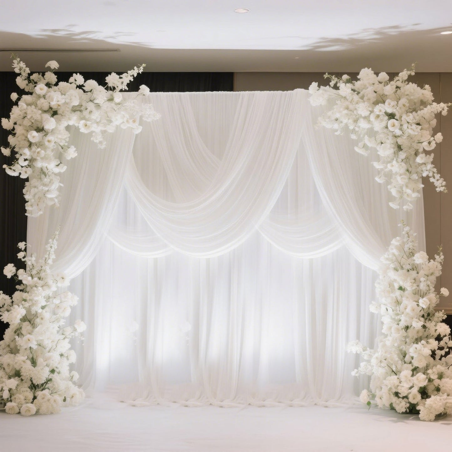 Adjustable Pipe and Drape Backdrop Stand with Double Cross Bars, Silver Aluminum Frame Support System 12ft x 12ft with Heavy Steel Bases