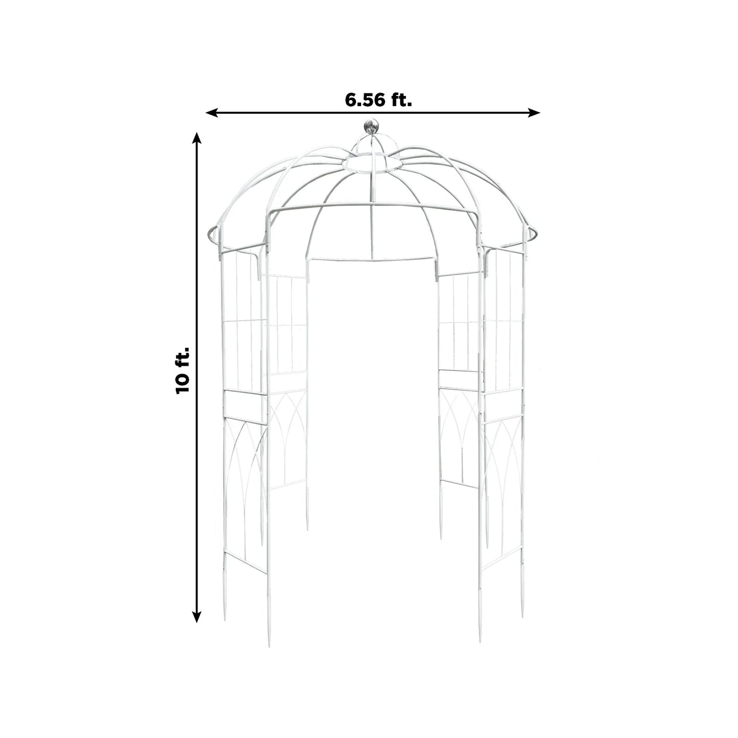 10ft White Metal Birdcage Ceremony Arch â€“ Garden Gazebo Pergola Arbor Trellis for Outdoor Weddings, Vines & Flowers