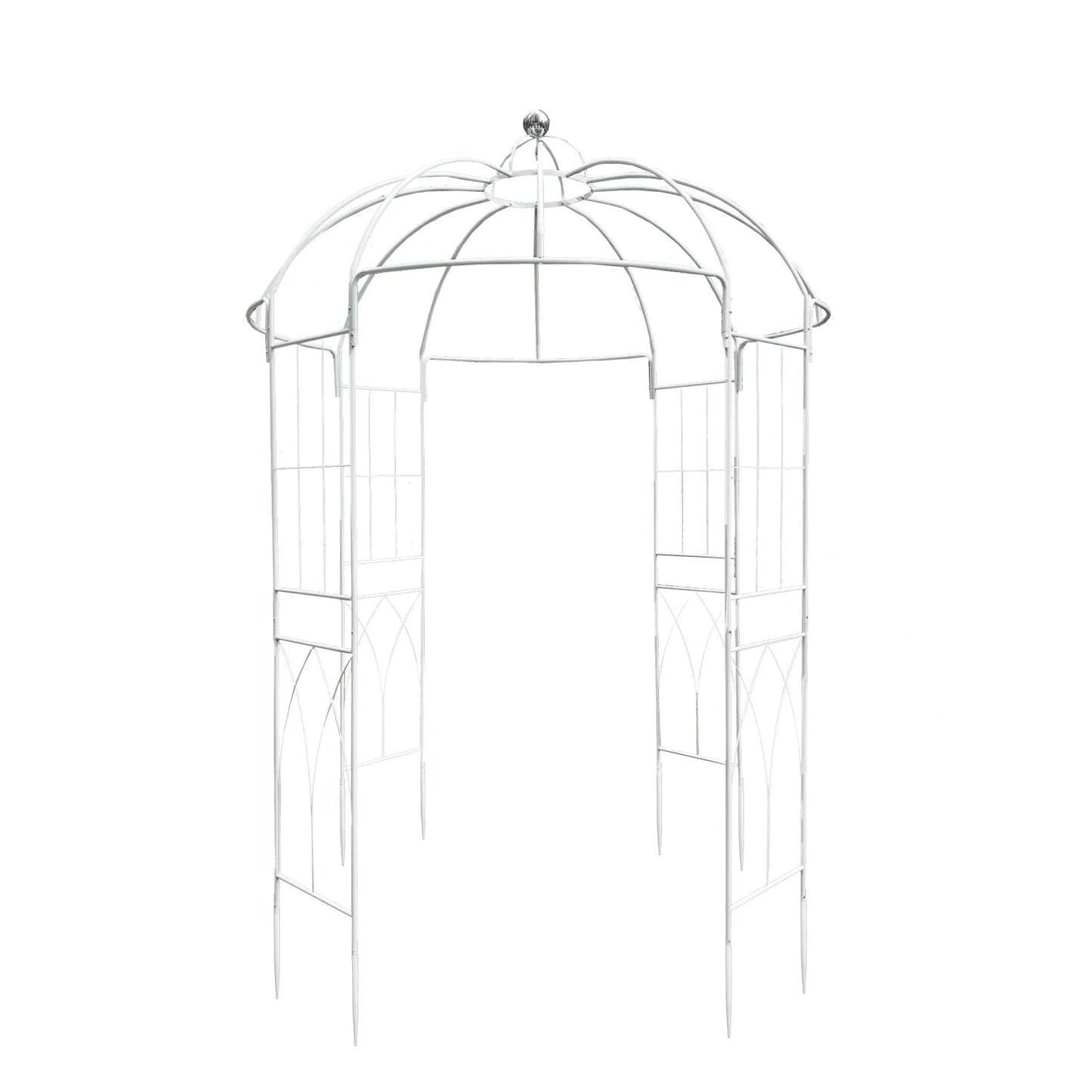 10ft White Metal Birdcage Ceremony Arch â€“ Garden Gazebo Pergola Arbor Trellis for Outdoor Weddings, Vines & Flowers