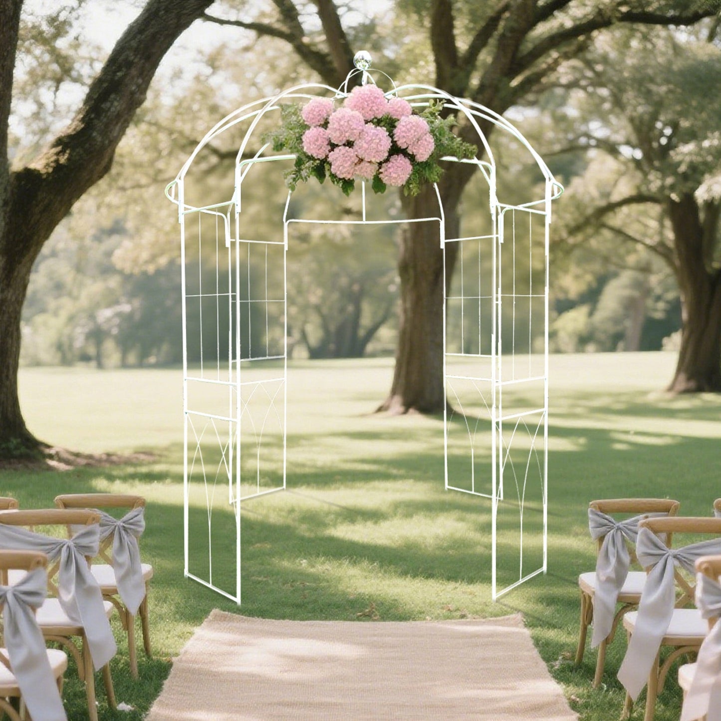10ft White Metal Birdcage Ceremony Arch â€“ Garden Gazebo Pergola Arbor Trellis for Outdoor Weddings, Vines & Flowers