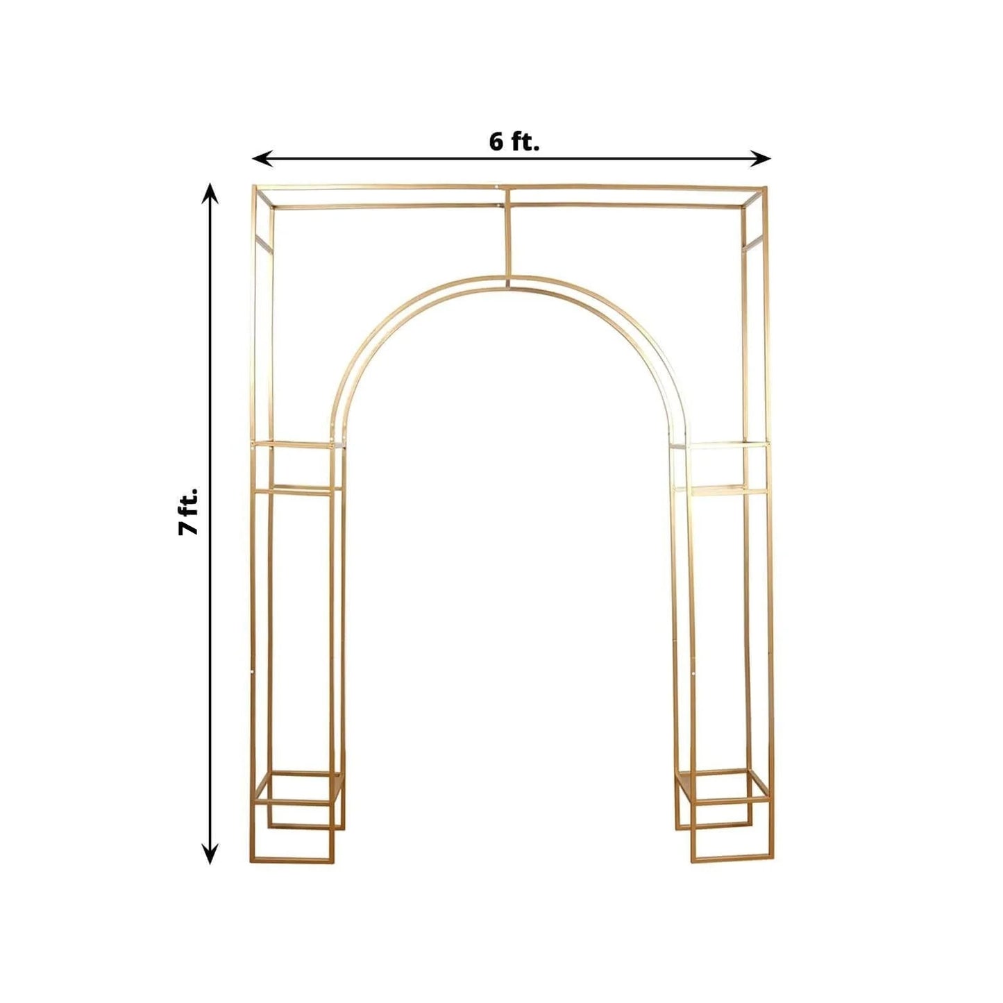 7ft Wedding Arch Rectangular Backdrop Stand â€“ Arc de Triomphe Style 3D Heavy Duty Gold Metal Frame for Balloon & Floral Display