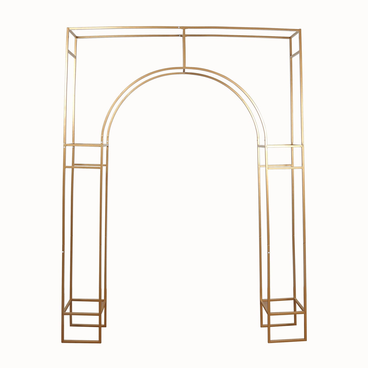7ft Wedding Arch Rectangular Backdrop Stand â€“ Arc de Triomphe Style 3D Heavy Duty Gold Metal Frame for Balloon & Floral Display