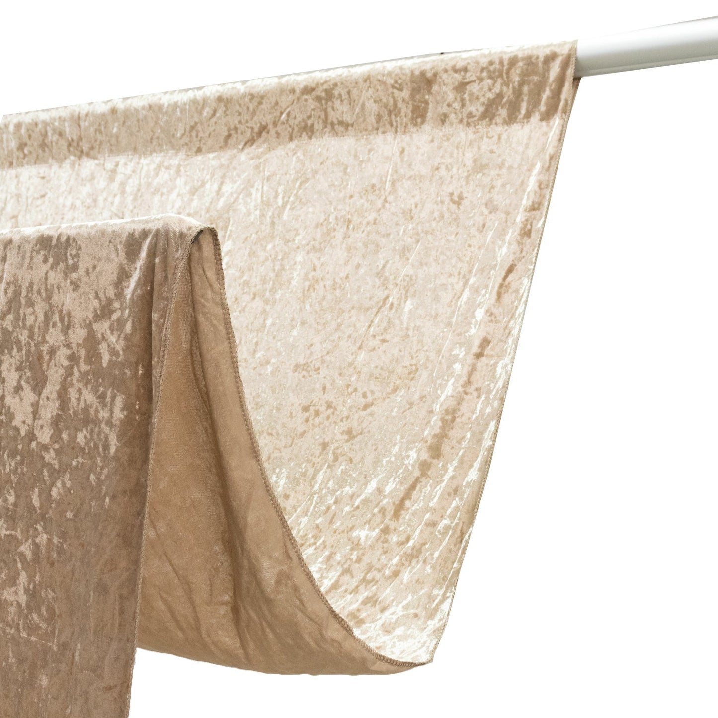 Beige Crushed Velvet Backdrop Curtain â€“ 5ft x 10ft Event Drape with Rod Pocket, Privacy Panel for Photo Booths & Events