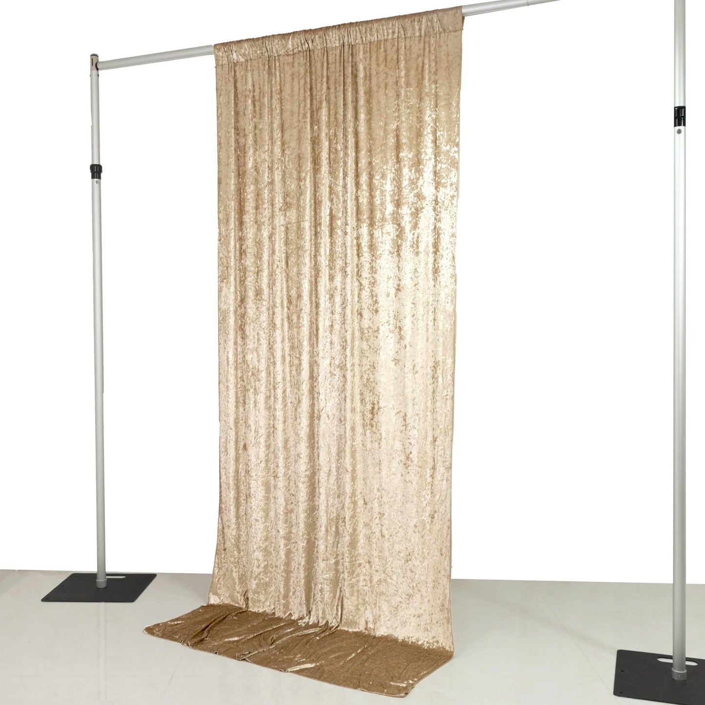 Beige Crushed Velvet Backdrop Curtain â€“ 5ft x 10ft Event Drape with Rod Pocket, Privacy Panel for Photo Booths & Events