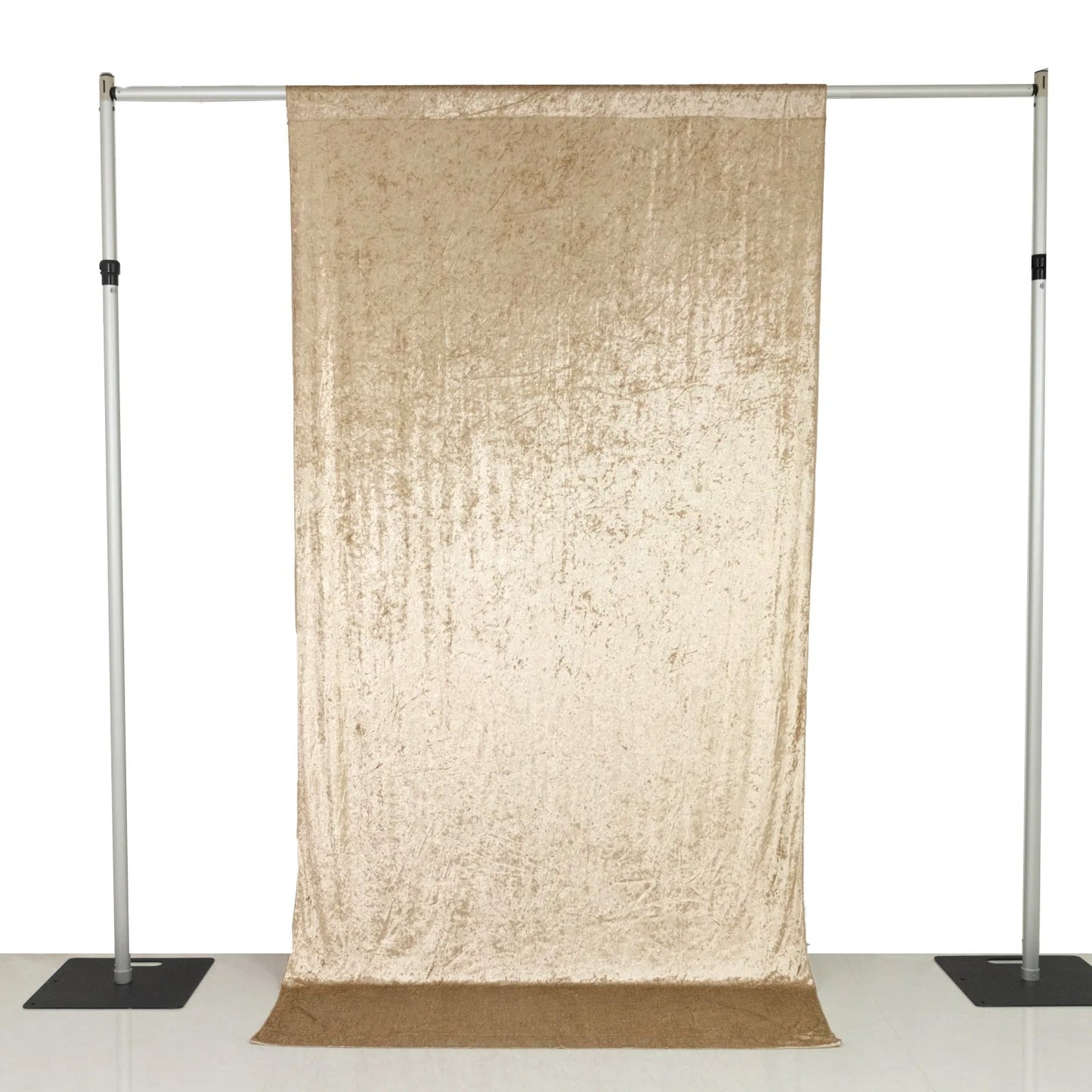 Beige Crushed Velvet Backdrop Curtain â€“ 5ft x 10ft Event Drape with Rod Pocket, Privacy Panel for Photo Booths & Events