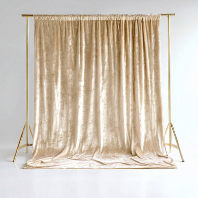 Beige Crushed Velvet Backdrop Curtain â€“ 5ft x 10ft Event Drape with Rod Pocket, Privacy Panel for Photo Booths & Events