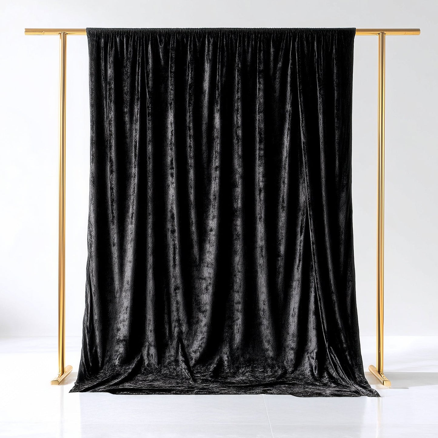 Black Crushed Velvet Backdrop Curtain â€“ 5ft x 10ft Event Drape with Rod Pocket, Privacy Panel for Photo Booths & Events