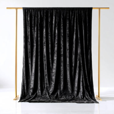 Black Crushed Velvet Backdrop Curtain â€“ 5ft x 10ft Event Drape with Rod Pocket, Privacy Panel for Photo Booths & Events