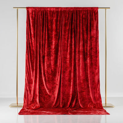 Red Crushed Velvet Backdrop Curtain â€“ 5ft x 10ft Event Drape with Rod Pocket, Privacy Panel for Photo Booths & Events