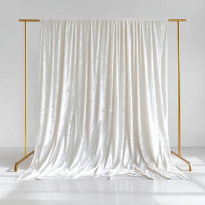 White Crushed Velvet Backdrop Curtain â€“ 5ft x 10ft Event Drape with Rod Pocket, Privacy Panel for Photo Booths & Events