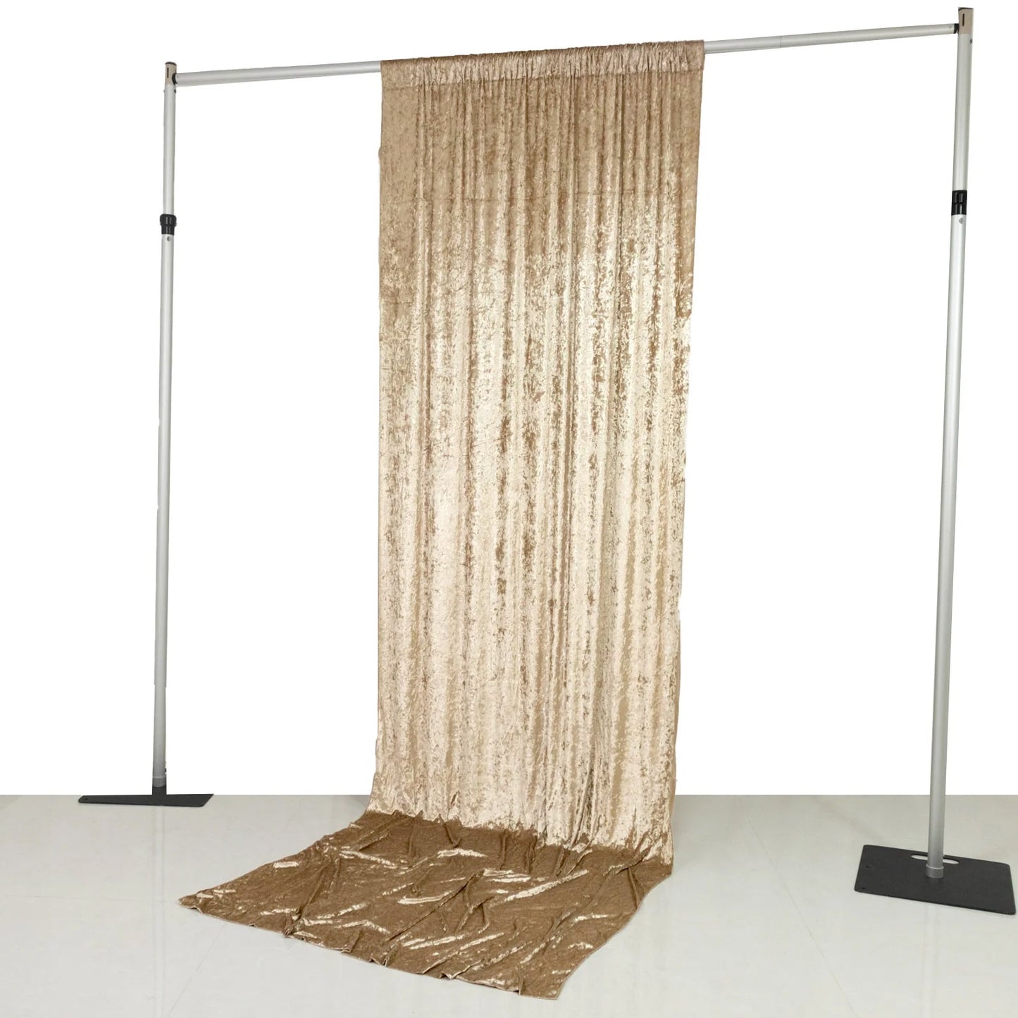 Beige Crushed Velvet Backdrop Curtain â€“ 5ft x 12ft Event Drape with Rod Pocket, Privacy Panel for Photo Booths & Events