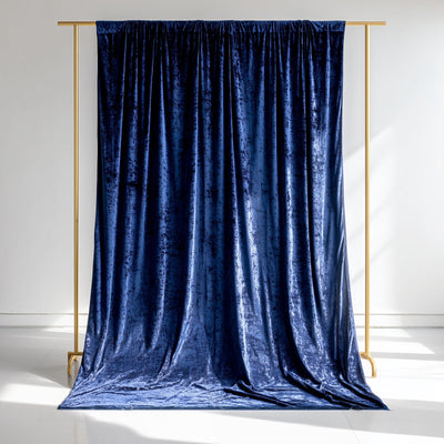 Navy Blue Crushed Velvet Backdrop Curtain â€“ 5ft x 12ft Event Drape with Rod Pocket, Privacy Panel for Photo Booths & Events