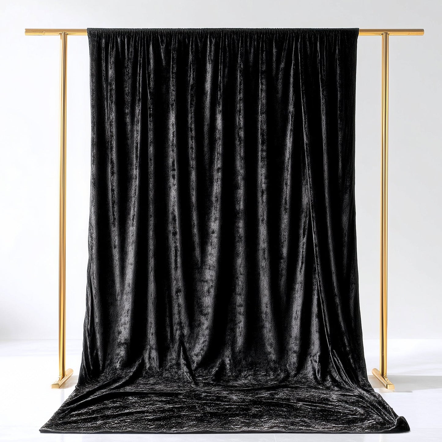 Black Crushed Velvet Backdrop Curtain â€“ 5ft x 14ft Event Drape with Rod Pocket, Privacy Panel for Photo Booths & Events