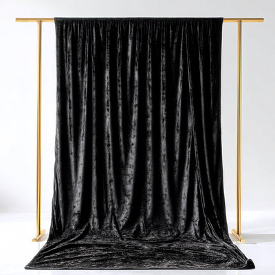 Black Crushed Velvet Backdrop Curtain â€“ 5ft x 14ft Event Drape with Rod Pocket, Privacy Panel for Photo Booths & Events