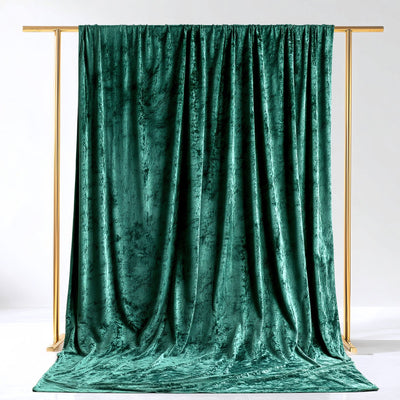 Hunter Emerald Green Crushed Velvet Backdrop Curtain â€“ 5ft x 14ft Event Drape with Rod Pocket, Privacy Panel for Photo Booths & Events