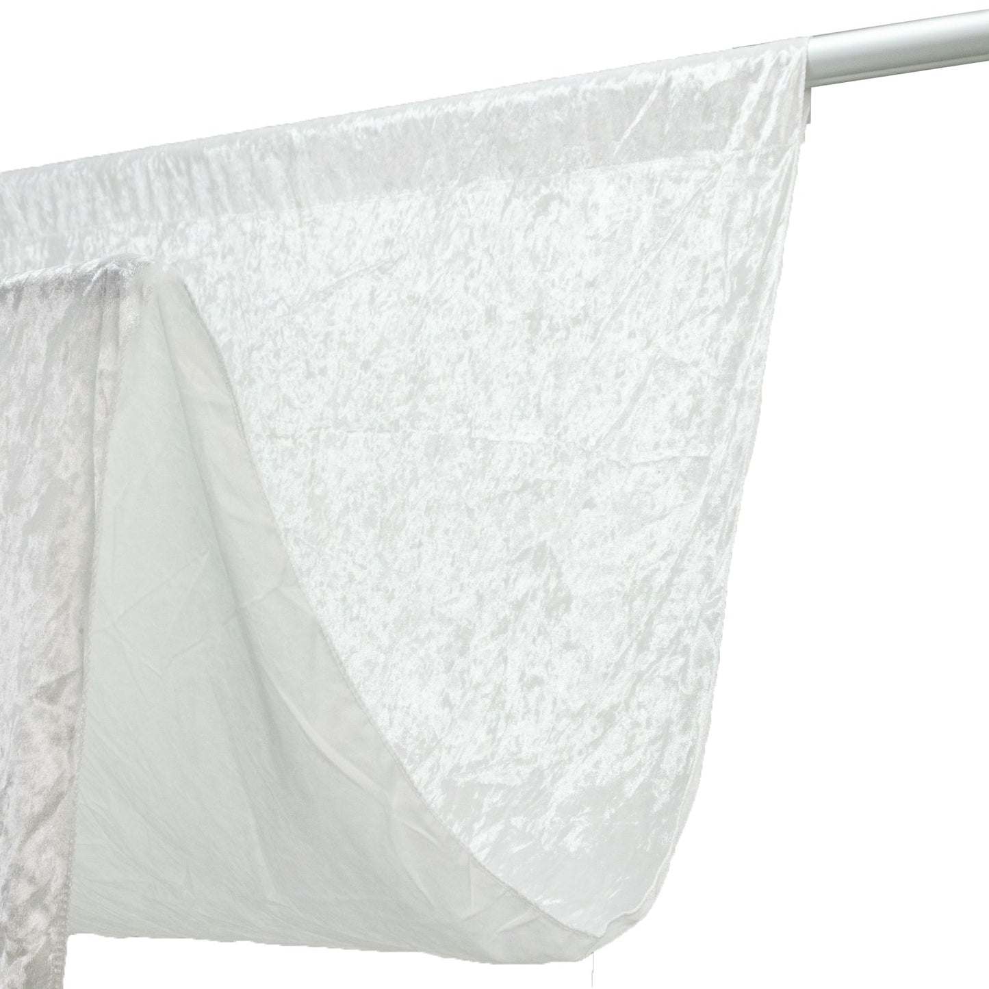 White Crushed Velvet Backdrop Curtain â€“ 5ft x 14ft Event Drape with Rod Pocket, Privacy Panel for Photo Booths & Events