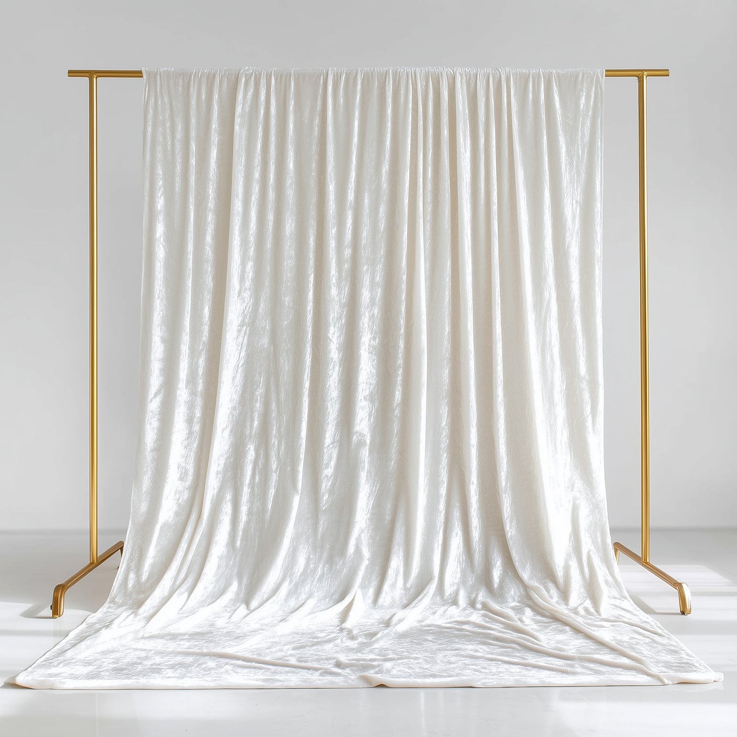White Crushed Velvet Backdrop Curtain â€“ 5ft x 14ft Event Drape with Rod Pocket, Privacy Panel for Photo Booths & Events