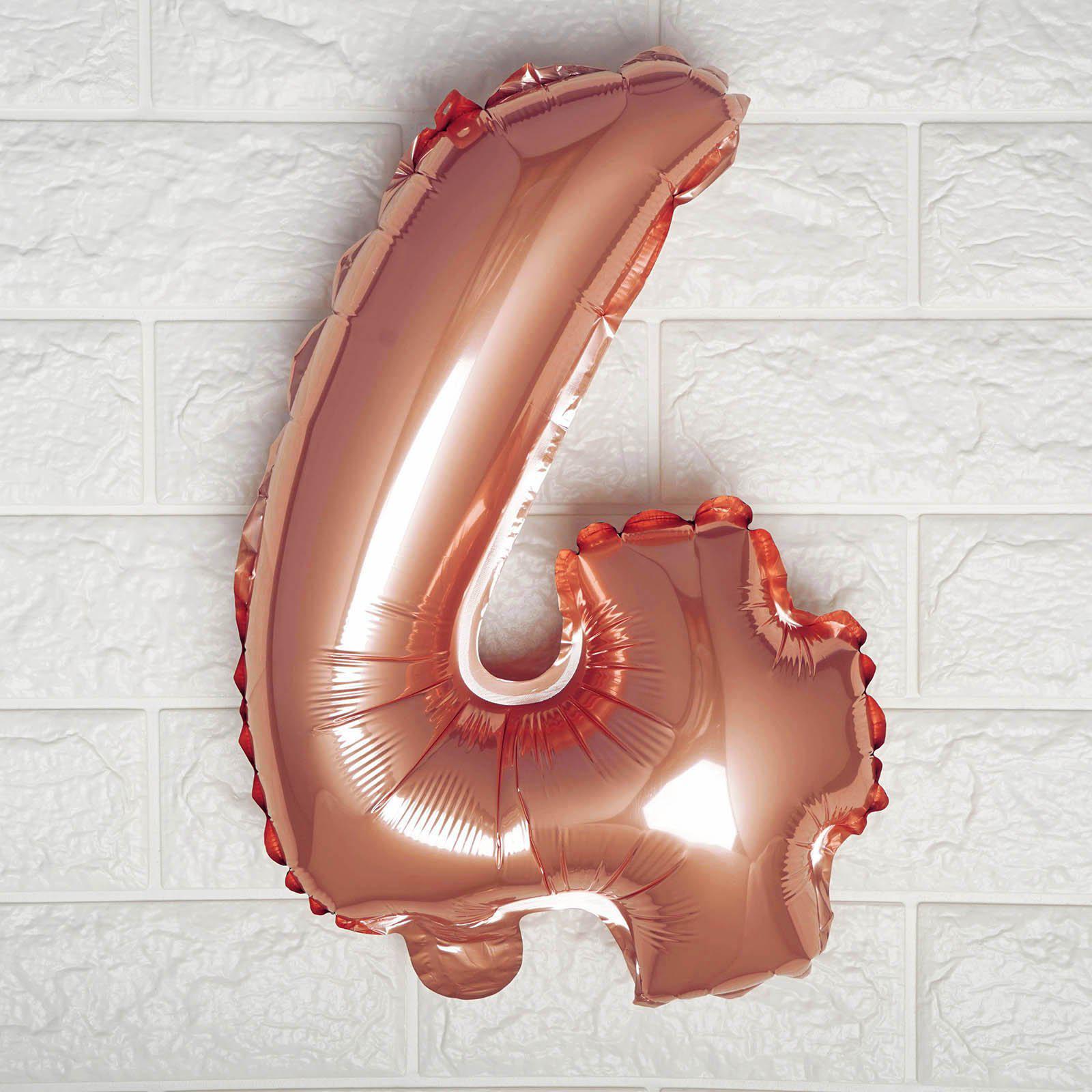 16inch Metallic Rose Gold Mylar Foil 0-9 Number Balloons