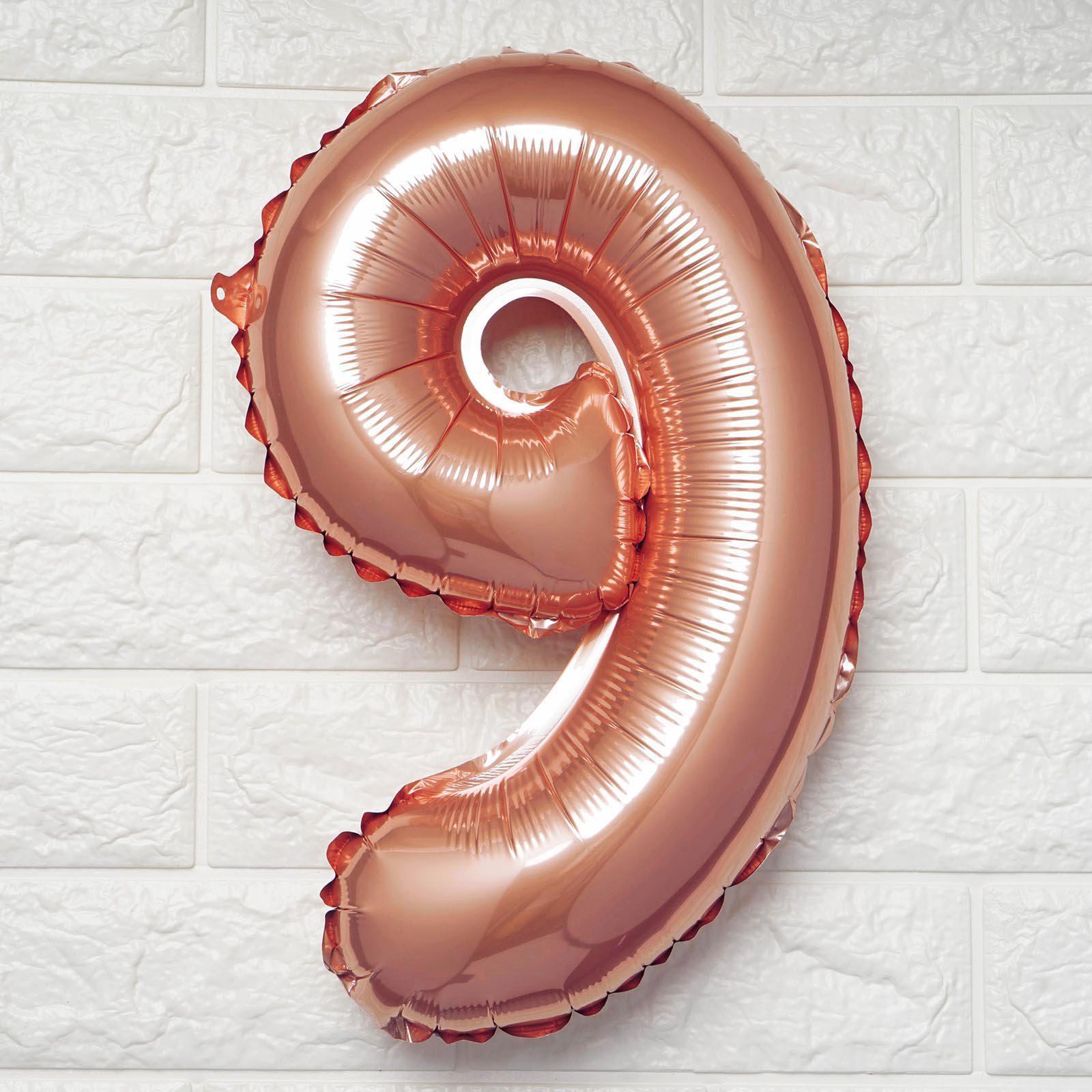 16inch Metallic Rose Gold Mylar Foil 0-9 Number Balloons