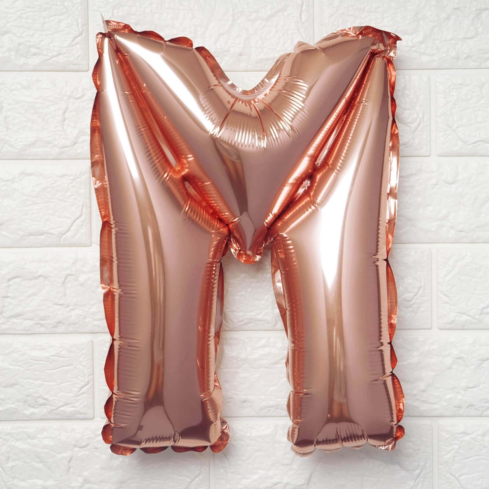 13inch Rose Gold Letter & 0-9 Number Balloons, Metallic Mylar Foil Alphabet Balloons