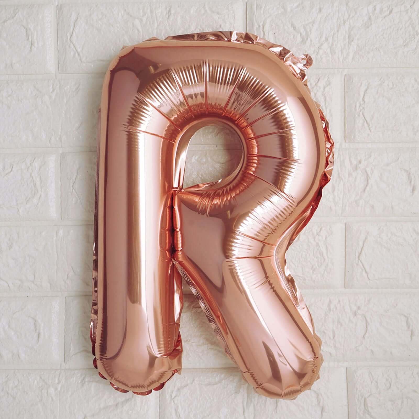 13inch Rose Gold Letter & 0-9 Number Balloons, Metallic Mylar Foil Alphabet Balloons