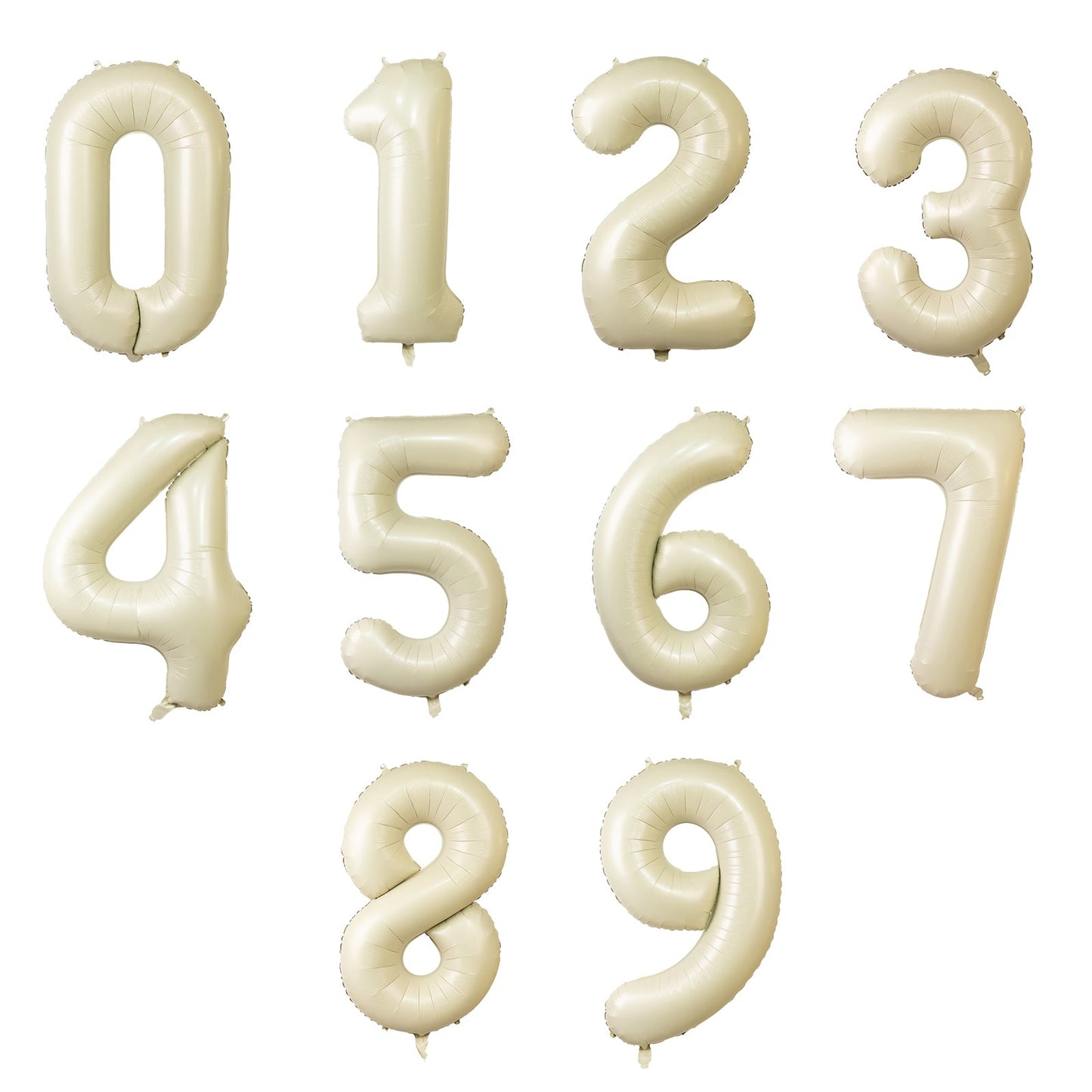 Matte Cream Number Balloons 0-9 â€“ 35" Large Mylar Foil Balloons, Air or Helium Fill
