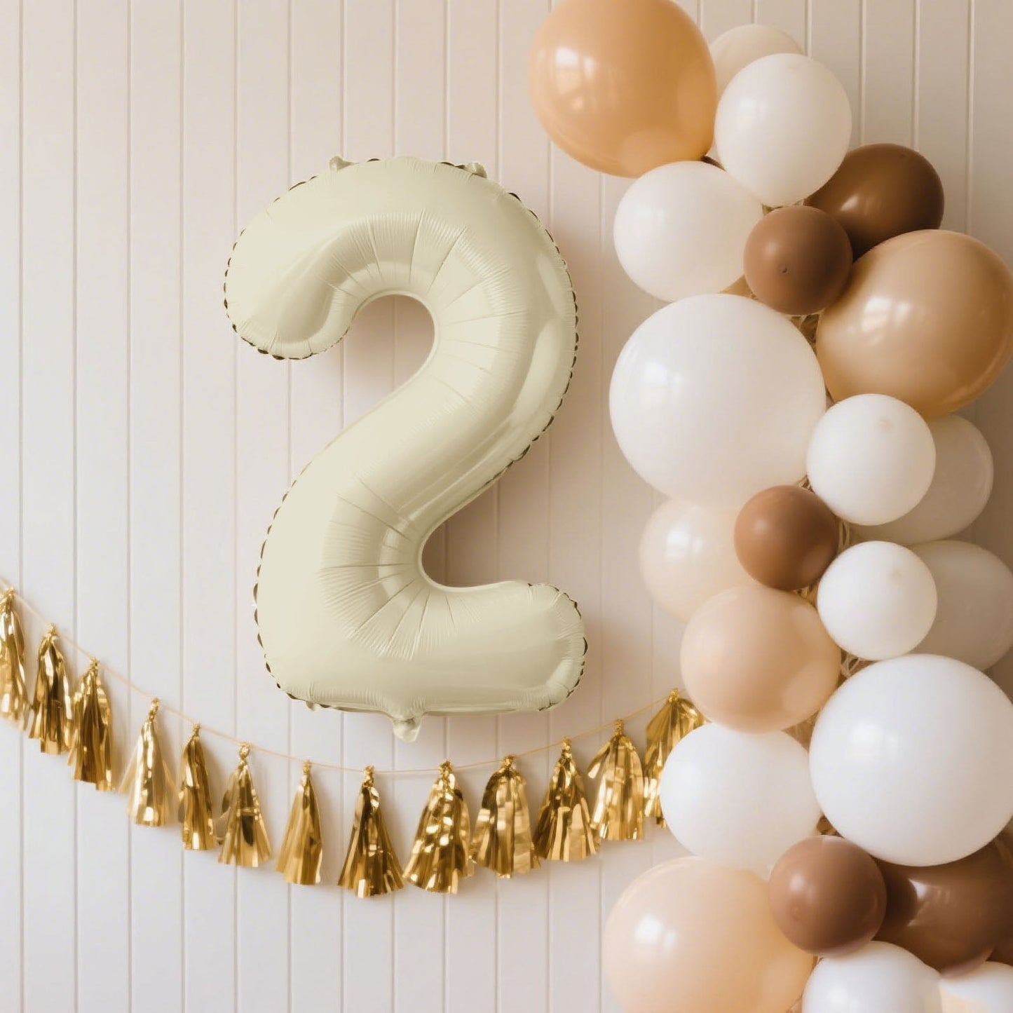 Matte Cream Number Balloons 0-9 â€“ 35" Large Mylar Foil Balloons, Air or Helium Fill