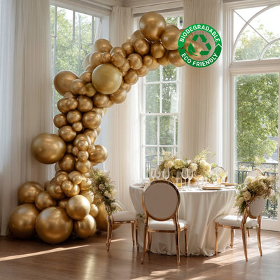 Set of 110 Gold Balloon Garland Kit â€“ Biodegradable Extra Strong Latex Balloons for Party Arch DÃ©cor