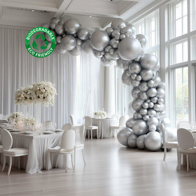 Set of 110 Silver Balloon Garland Kit â€“ Biodegradable Extra Strong Latex Balloons for Party Arch DÃ©cor