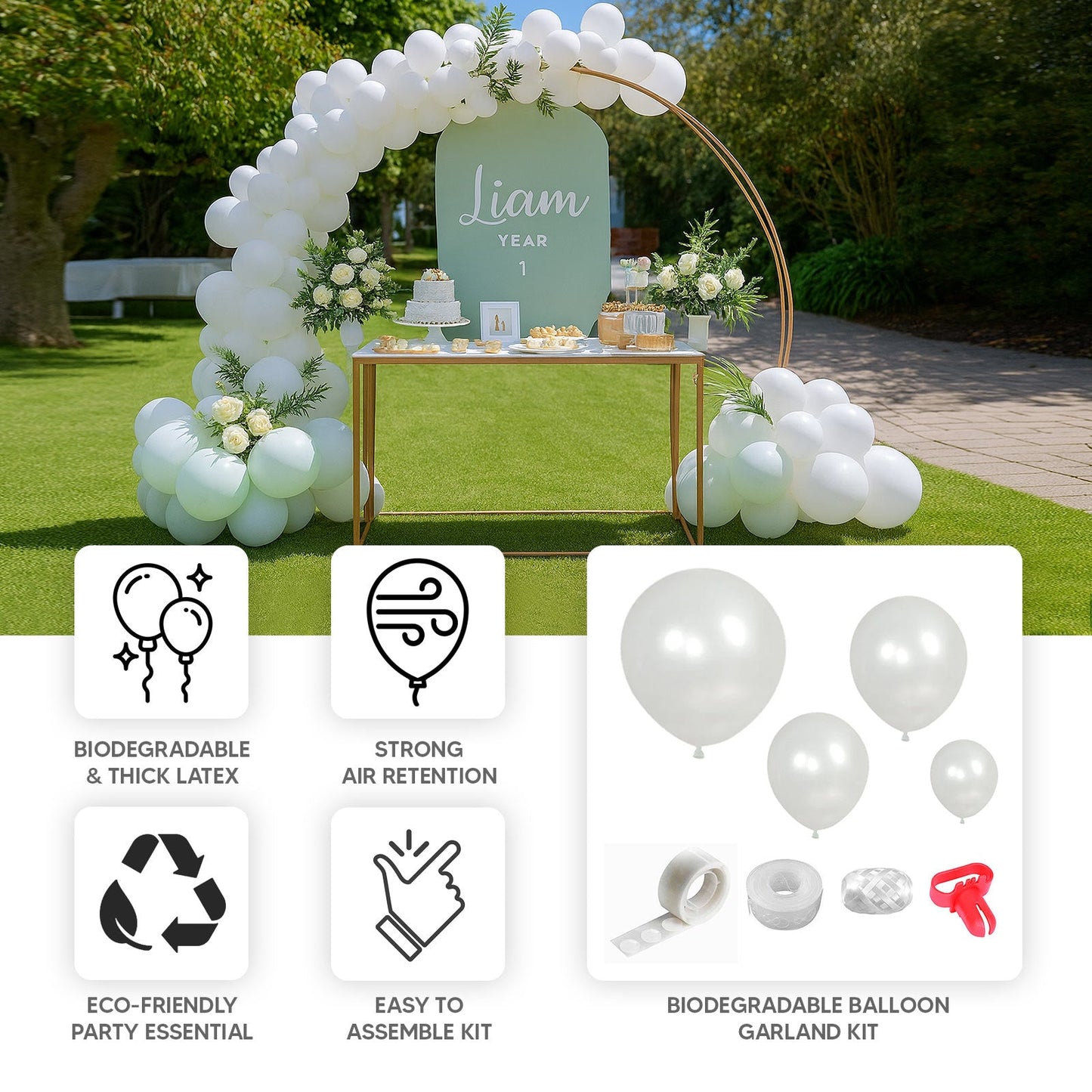 Set of 110 Silver Balloon Garland Kit â€“ Biodegradable Extra Strong Latex Balloons for Party Arch DÃ©cor