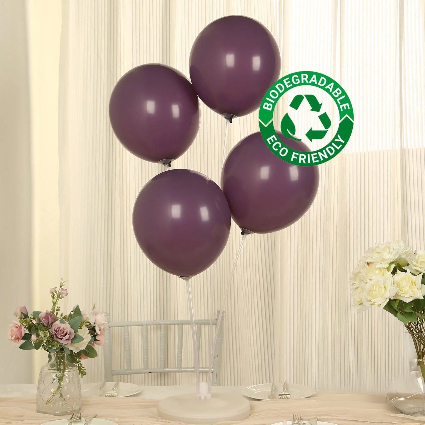 50 Pack Matte Pastel Violet Amethyst Biodegradable Balloons 12", Round Eco-friendly Thick Latex Party Balloons