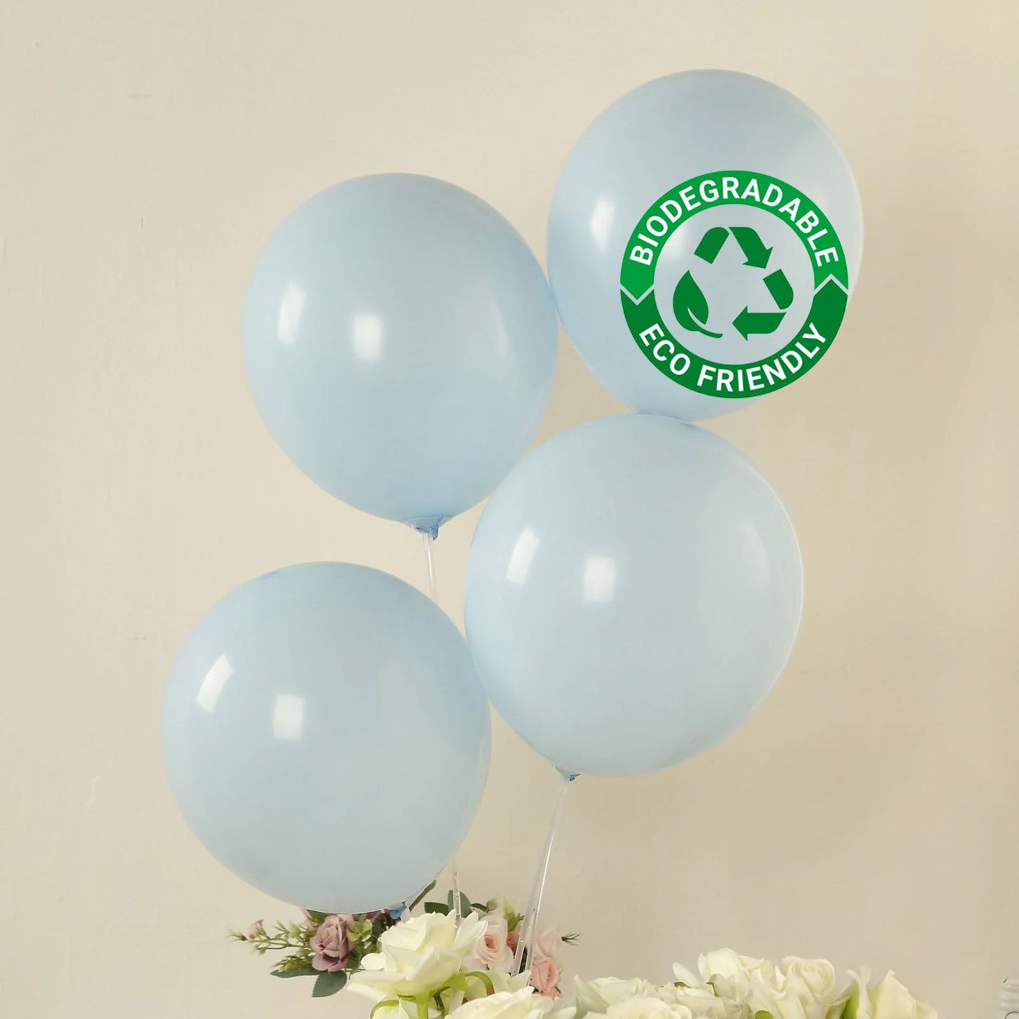 50 Pack Matte Pastel Ice Blue Biodegradable Balloons 12", Round Eco-friendly Thick Latex Party Balloons