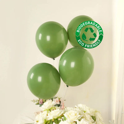 50 Pack Matte Pastel Dusty Sage Green Biodegradable Balloons 12", Round Eco-friendly Thick Latex Party Balloons