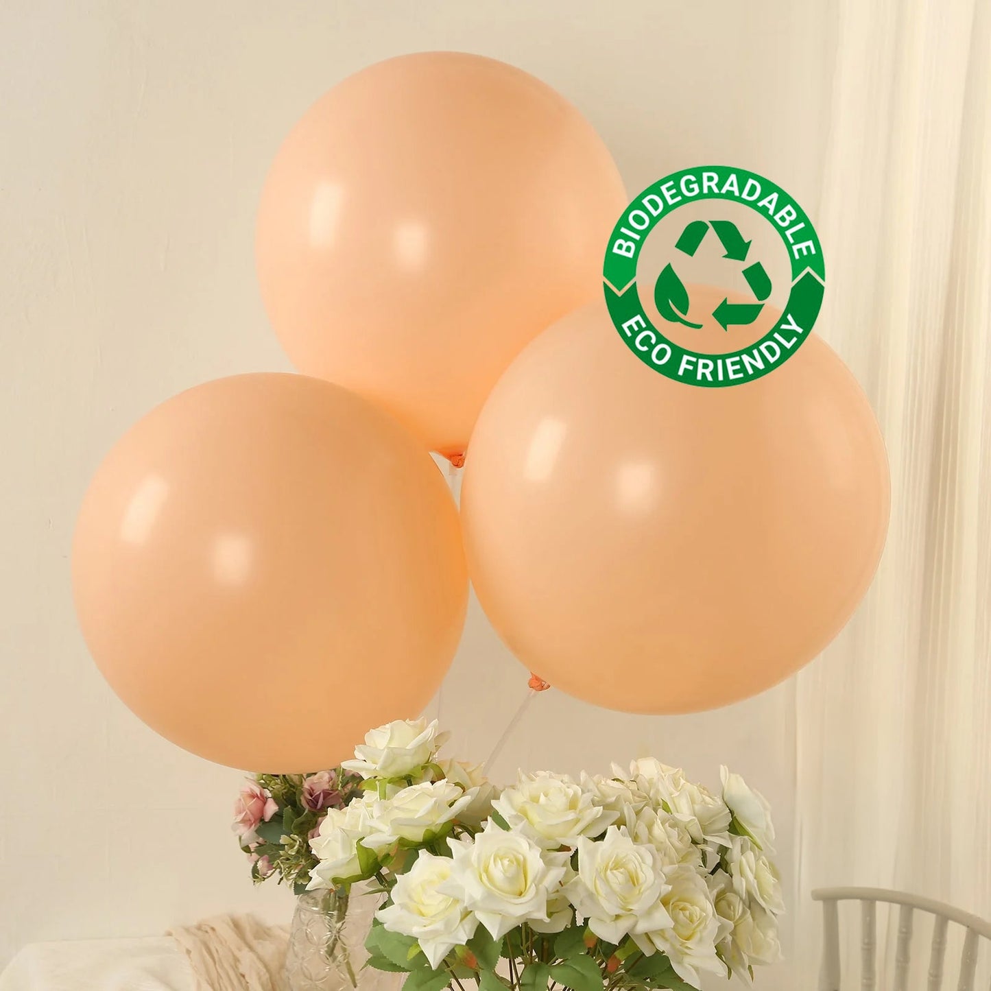 10 Pack Matte Pastel Blush Biodegradable Balloons 18", Round Eco-friendly Thick Latex Party Balloons
