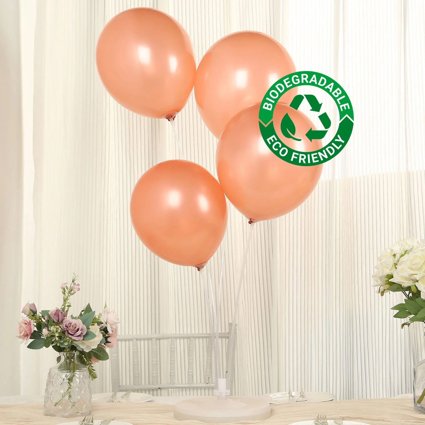 50 Pack Rose Gold Biodegradable Balloons, 12" Thickened Extra Strong Eco-friendly Latex Helium Party Balloons