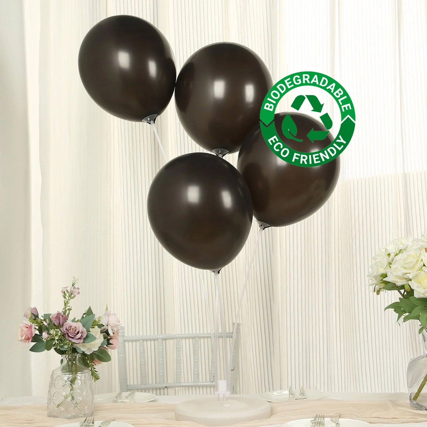 50 Pack Black Biodegradable Balloons, 12" Thickened Extra Strong Eco-friendly Latex Helium Party Balloons
