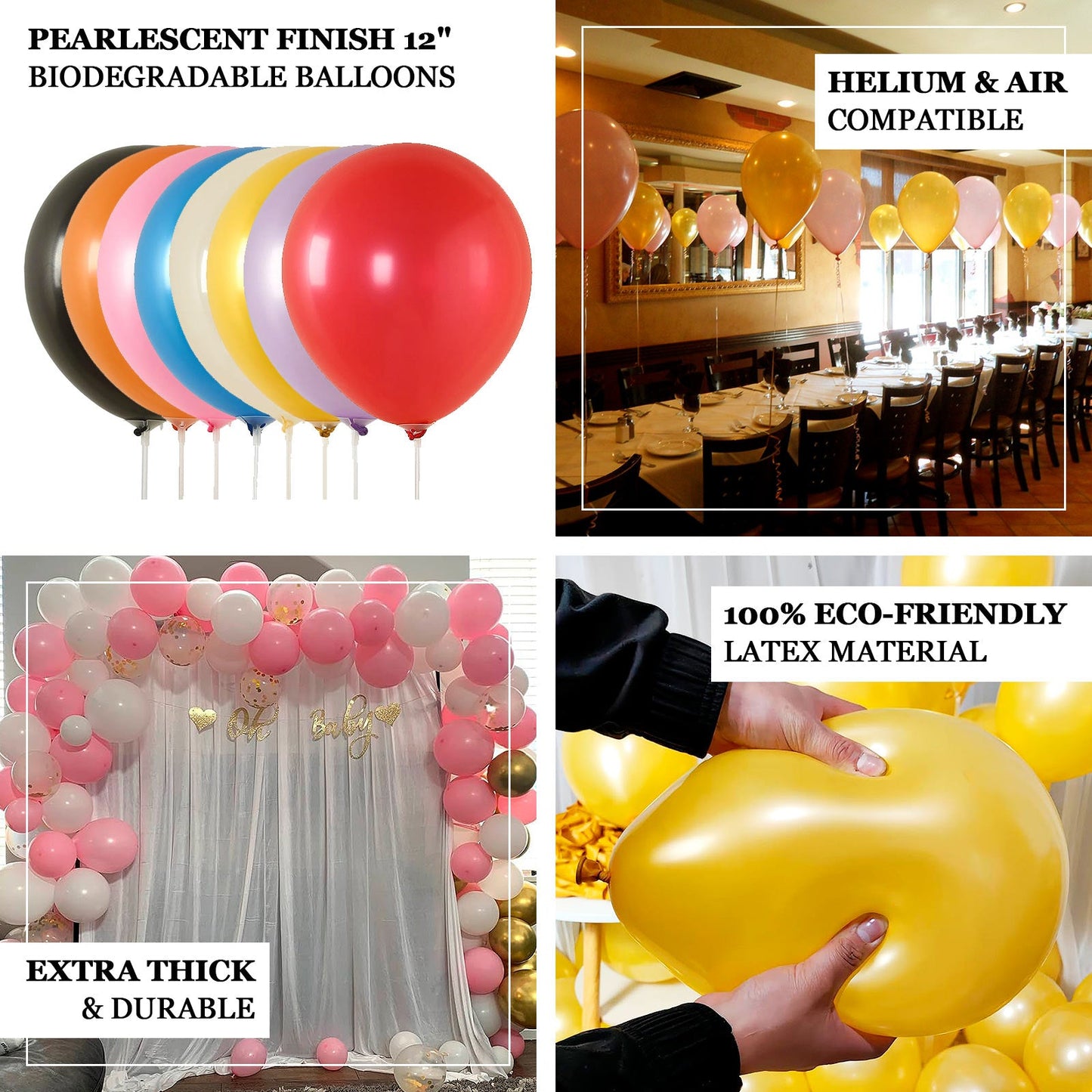50 Pack Rose Gold Biodegradable Balloons, 12" Thickened Extra Strong Eco-friendly Latex Helium Party Balloons