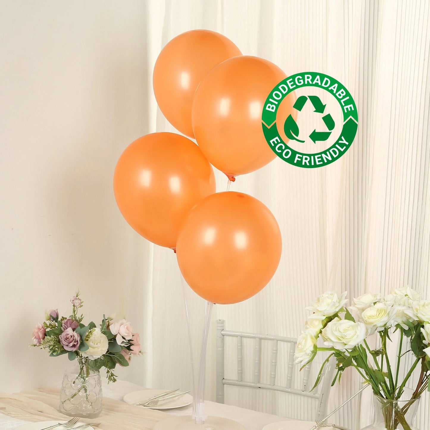 50 Pack Orange Biodegradable Balloons, 12" Thickened Extra Strong Eco-friendly Latex Helium Party Balloons