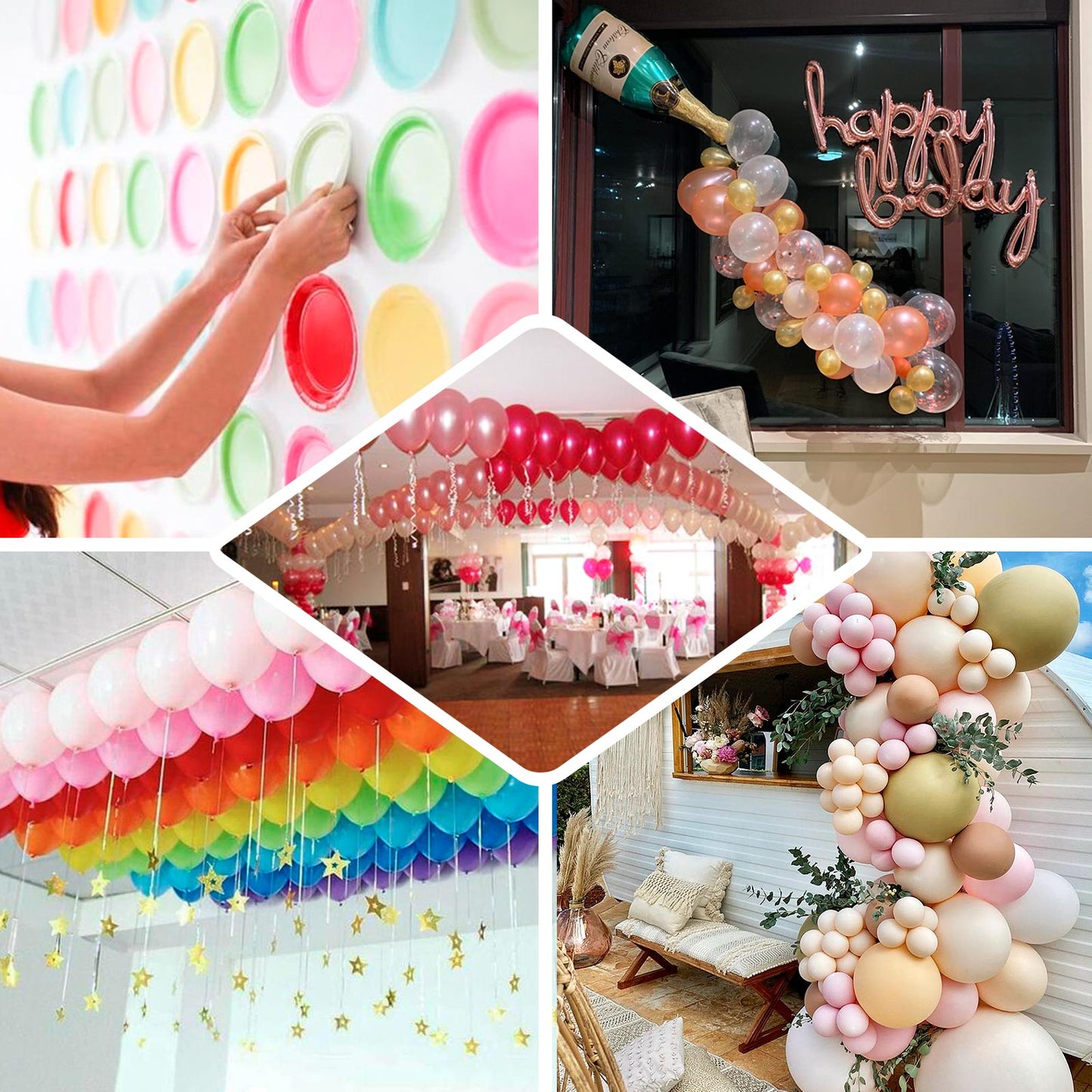Balloon Arch Kit for Party Decorations â€“ Clear Balloon Tape Strips & Glue Dot Rolls â€“ 10 Rolls Each, 160ft Tape, 1000 Dots