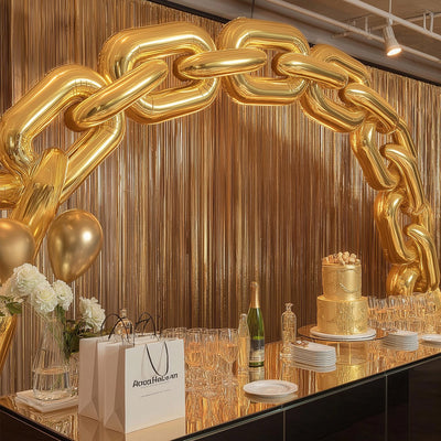 30-Pack 24" Gold Chain Foil Balloons â€“ Jumbo Link Mylar Balloons for 90s Hip Hop Party Arches Up to 44ft Long Balloon Chain