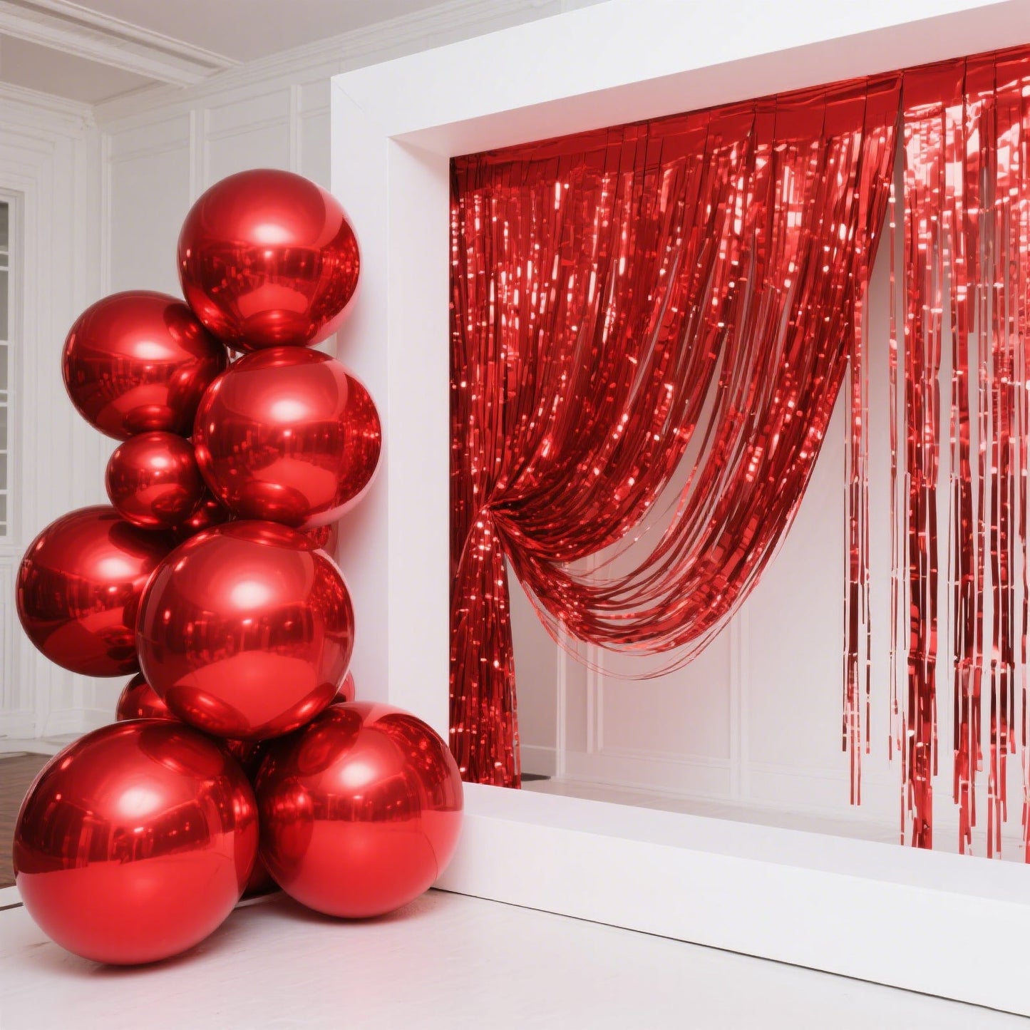 4-Pack 32" Metallic Red Sphere Balloons, Orbz Mylar Balloons Helium or Air-Filled Party Supplies