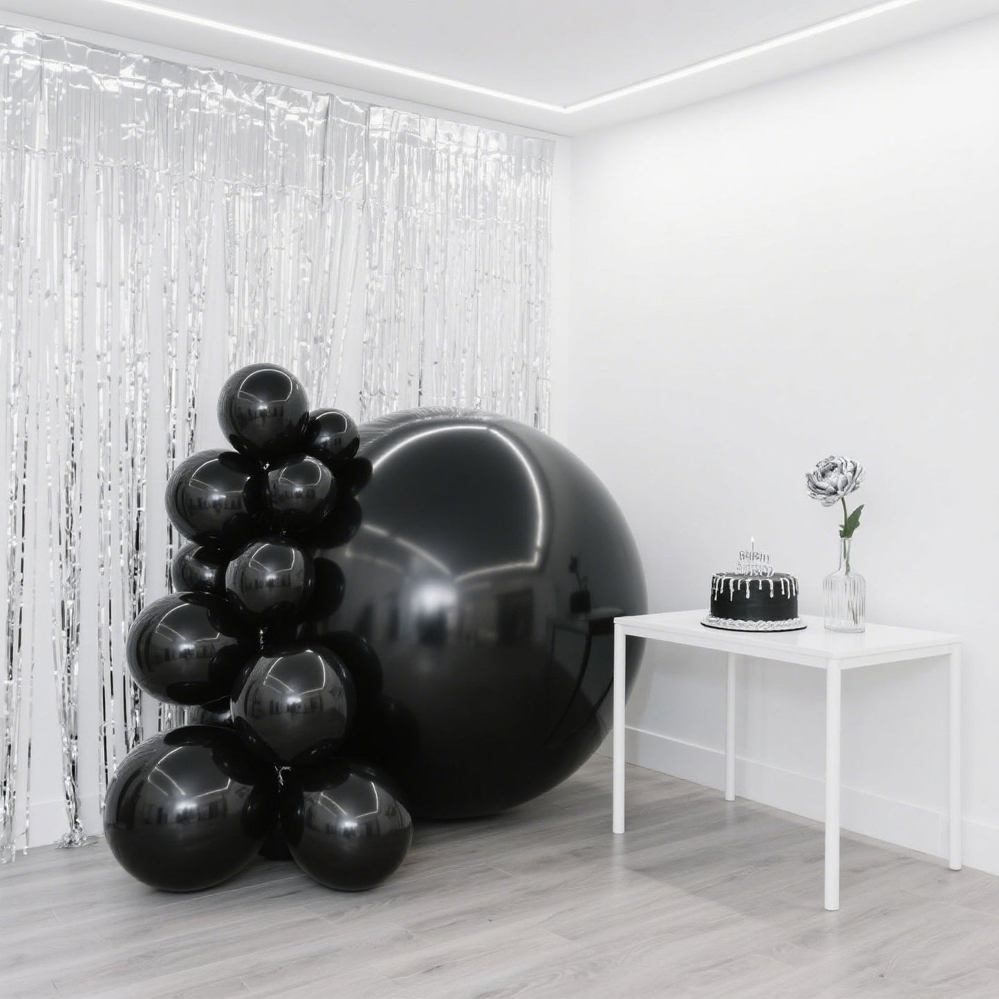 2-Pack Metallic Black Sphere Balloons, 43" Orbz Mylar Balloons Helium or Air-Filled Party Supplies