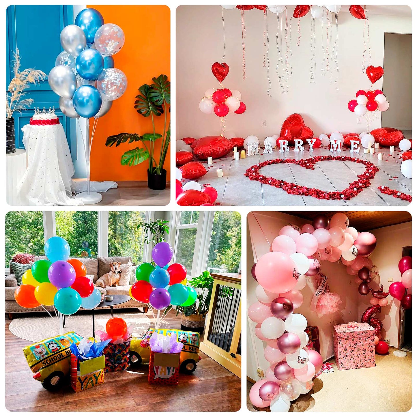 2 Pack Balloon Tower Kit for Floor Displays â€“ 4.5ft Sturdy Clear Balloon Column Stand with Water-Fillable Base