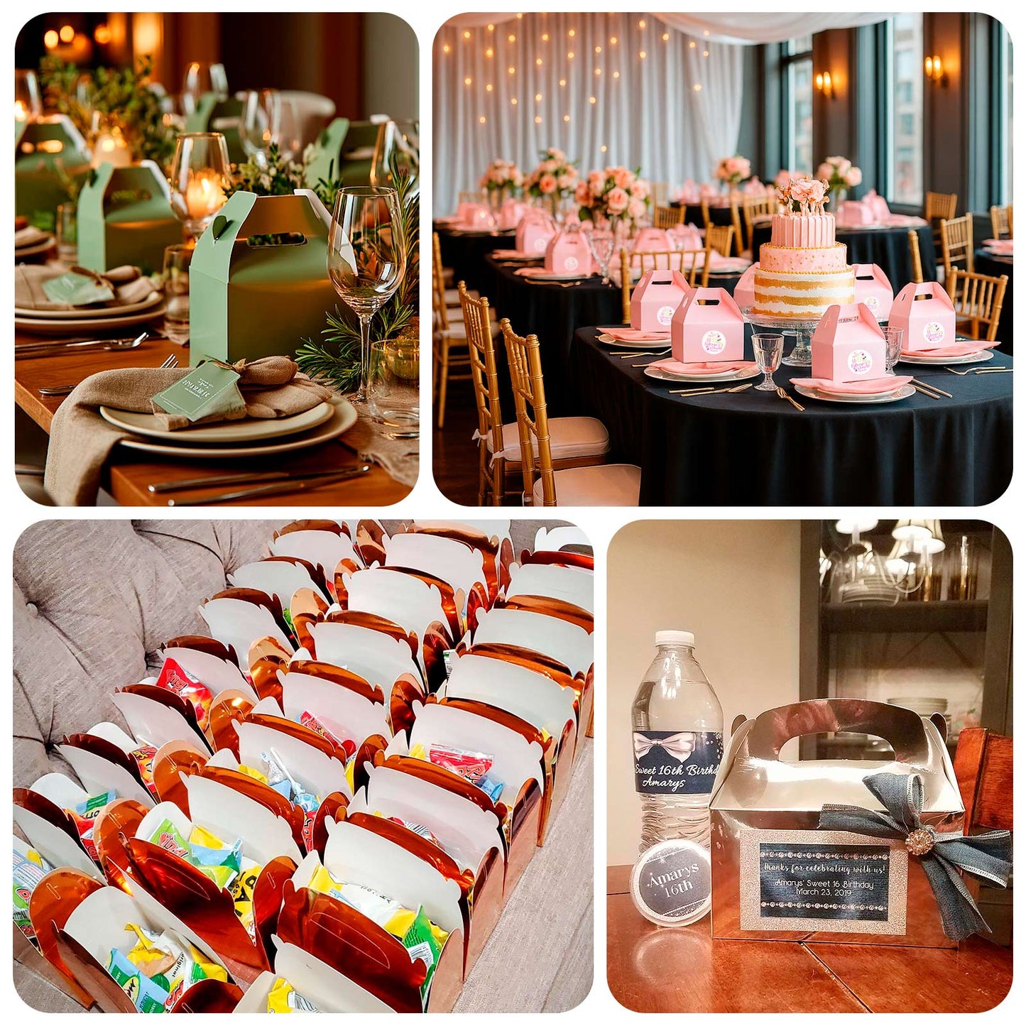 25 Pack Candy Gift Tote Gable Boxes, Matte Lavender Lilac Party Favor Treat Boxes - 6"x3.5"x7"