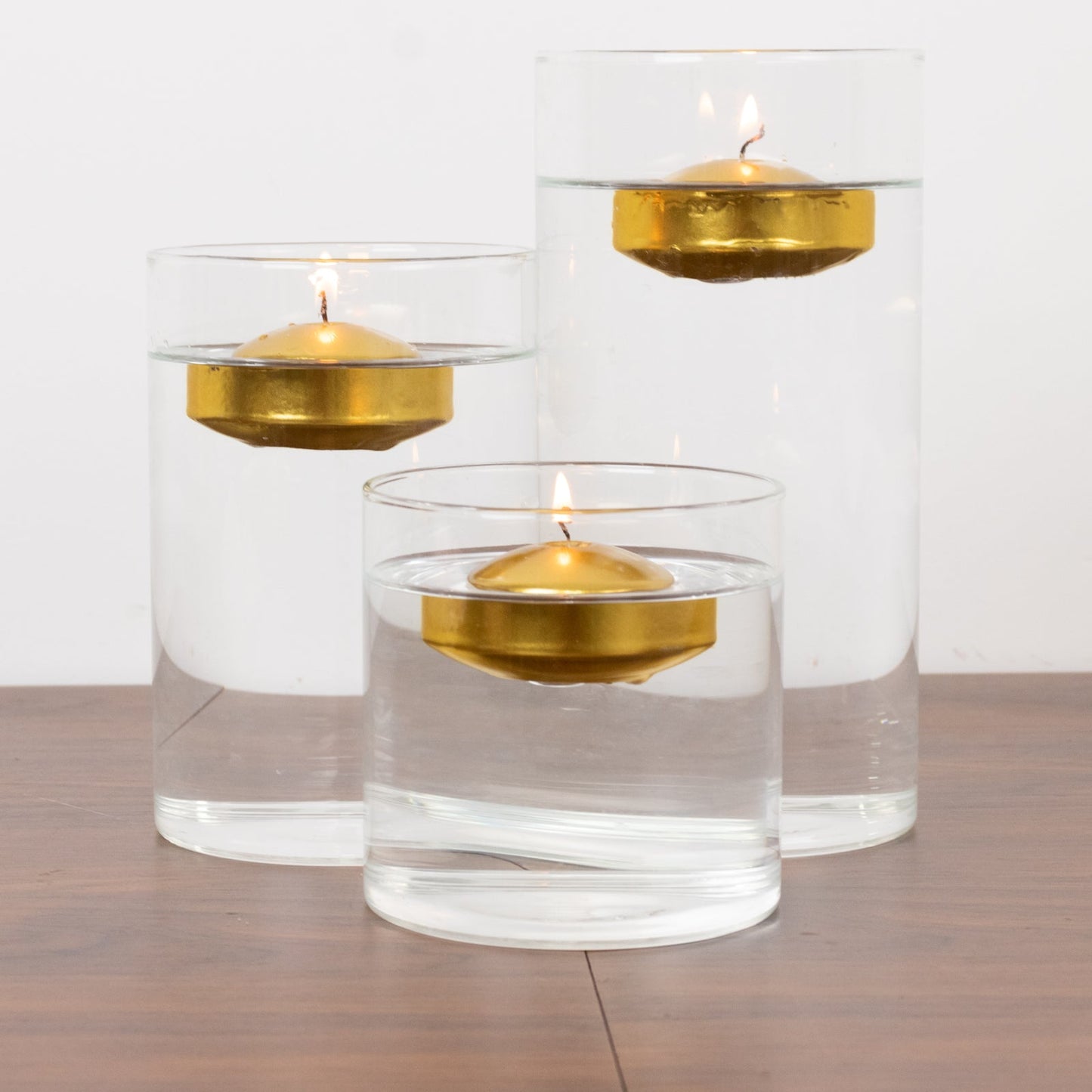 12 Pack 2" Metallic Gold Floating Candles â€“ Unscented Dripless Long-Lasting Disc Wax Candles for Weddings & Table DÃ©cor
